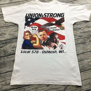 Vtg Union Line USA T-Shirt Union Strong 578 WI Martin‎ Luther King Rosie Riveter